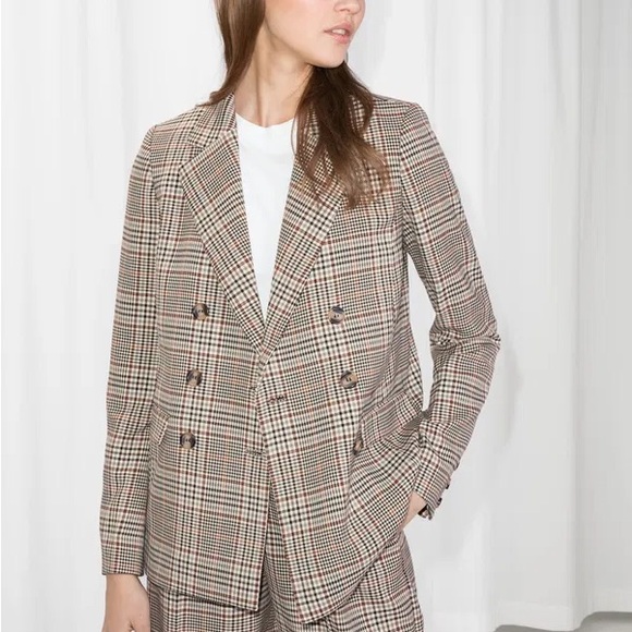 🧸 & OTHER STORIES PLAID DOUBLE BREASTED BLAZER - Picture 5 of 7